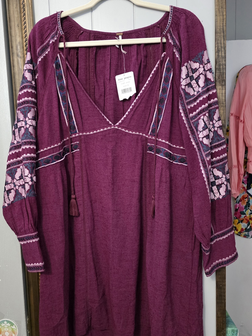Free People Mulberry Embroidered Peasant Tunic Dress